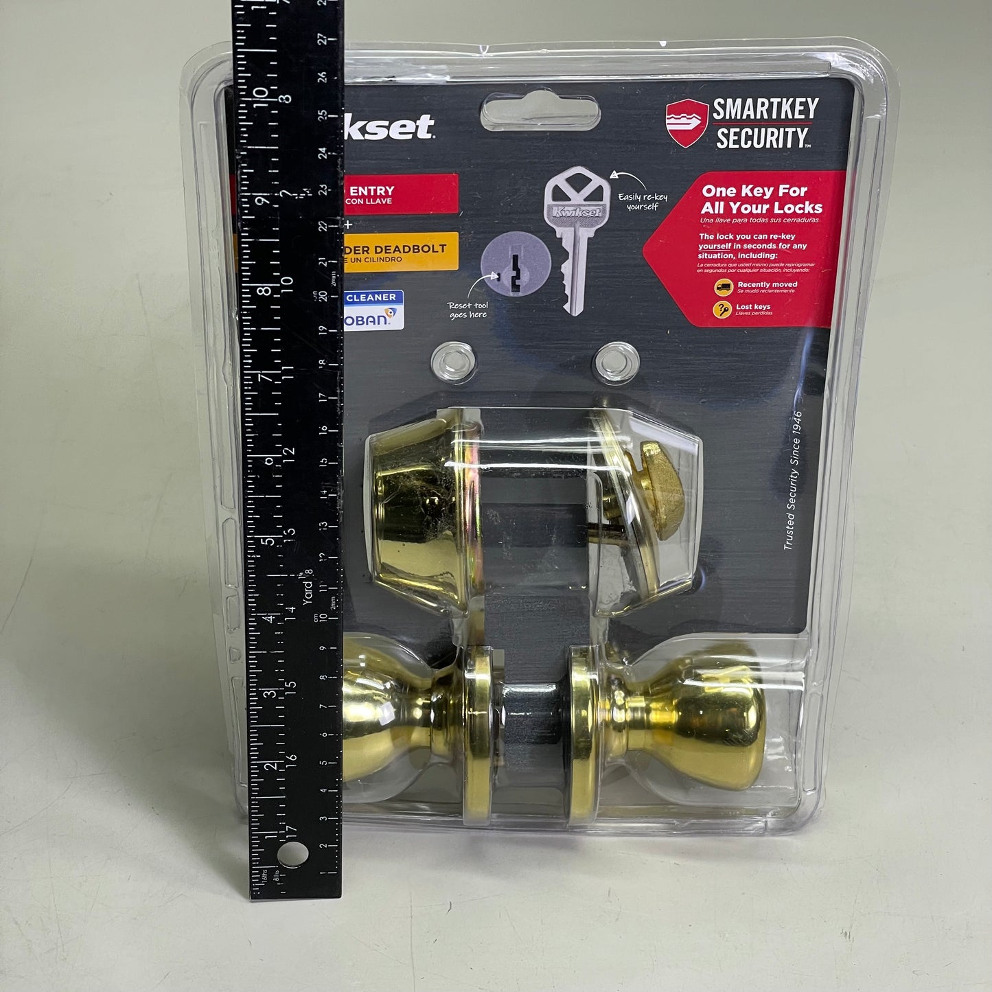 KWIKSET Single Cylinder Deadbolt Gold Finish Keyed Entry Smartkey 96900-419