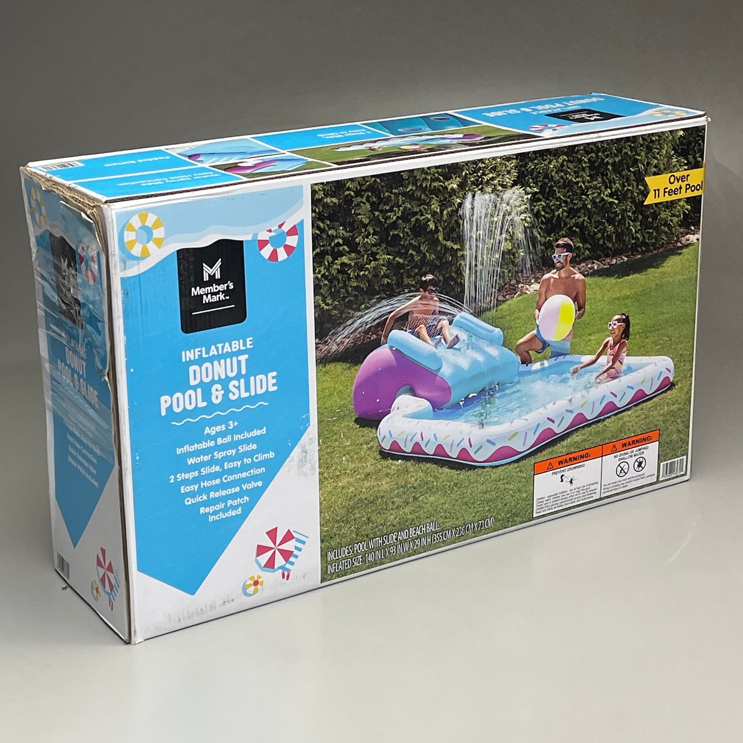 MEMBERS MARK 11’ Inflatable Donut Pool & Slide Pink (New)