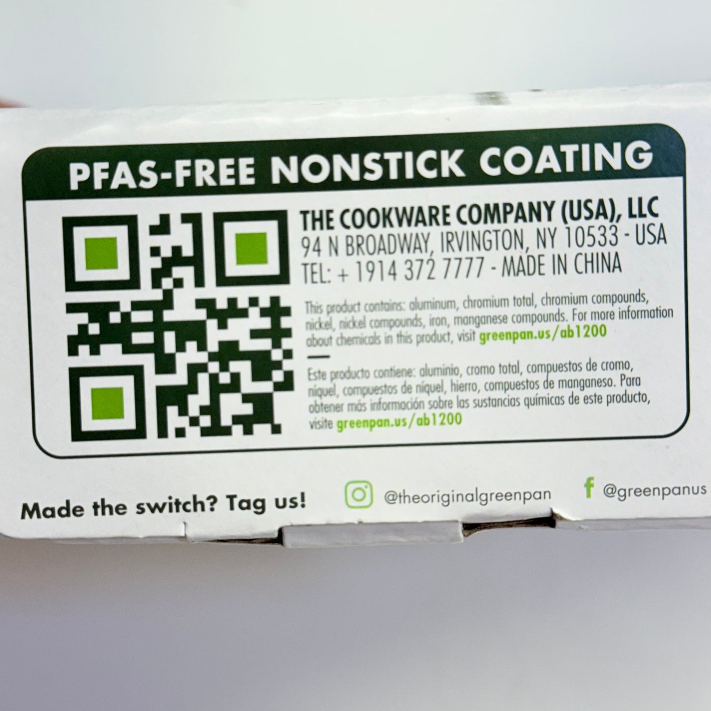 THE ORIGINAL GREEN PAN Valencia Pro 8" Frypan Ceramic Nonstick Gray PFAS Free