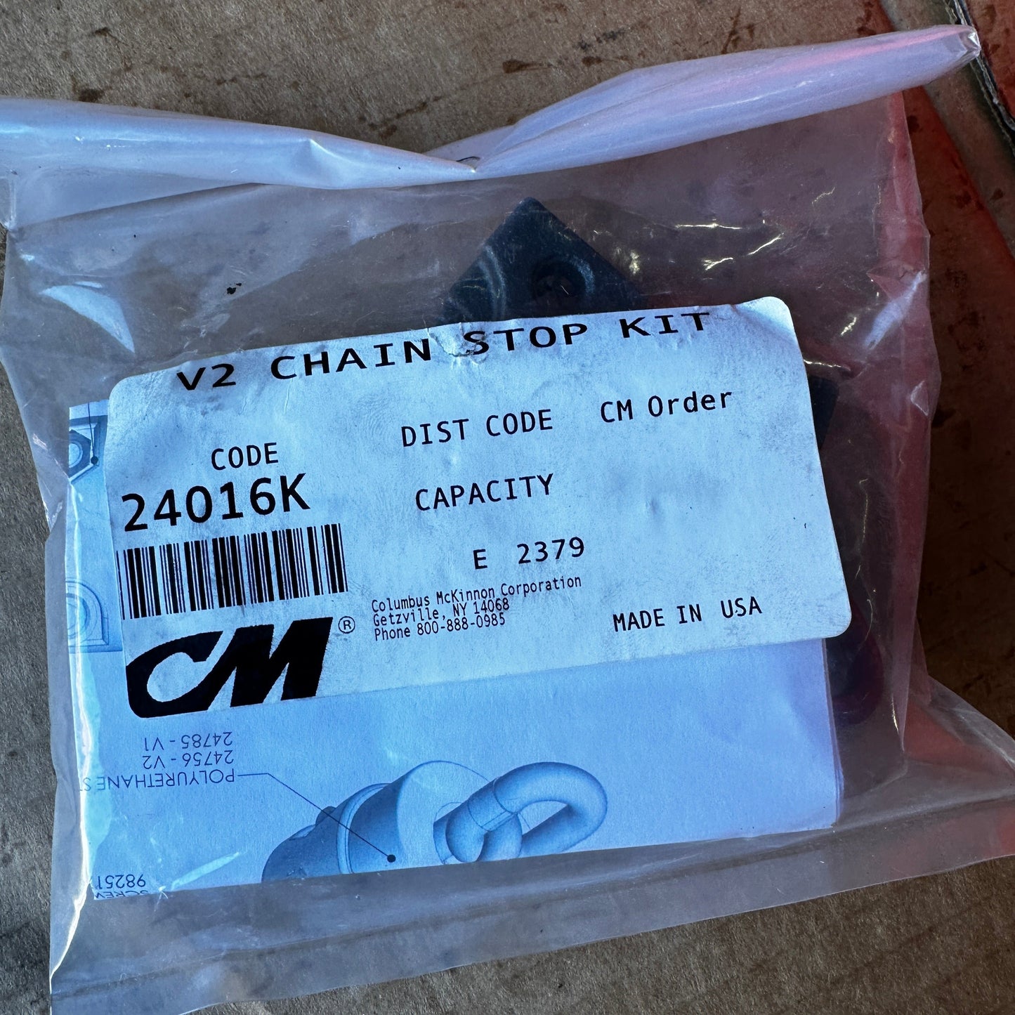 CM Loadstar Electric Chain Hoist w/ V2 Chain Stop Kit 2 Ton Max Model R (New)