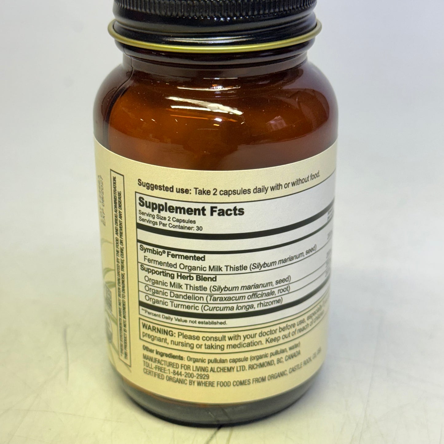 LIVING ALCHEMY Milk Thistle Liver Support BB 08/27 - 60 Vegan Capsules