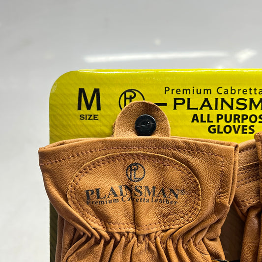 PLAINSMAN (2 PAIRS) Premium Cabretta Leather Gloves Unisex Sz M Brown GC206