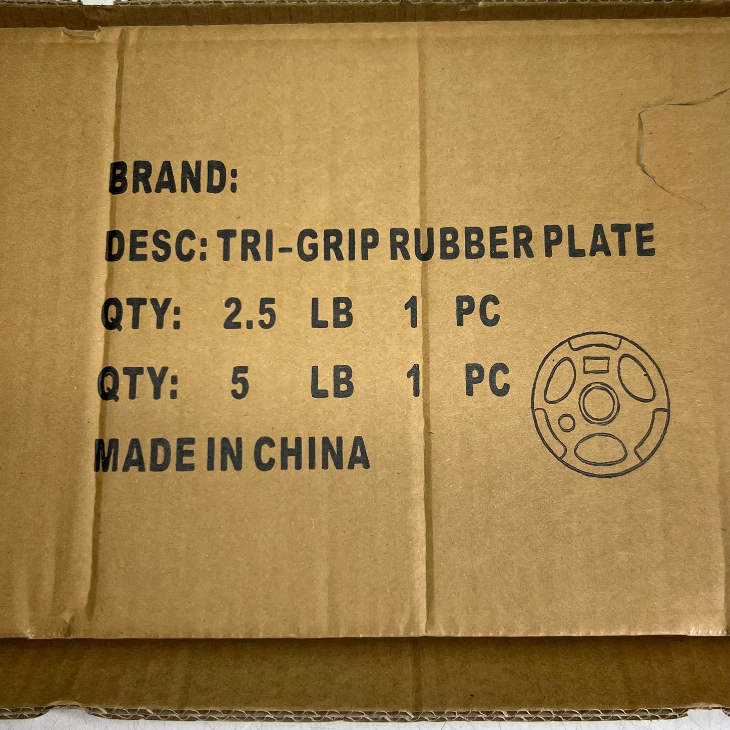 TRI-GRIP (4 PACK) Rubber Plate 2 of 5lb & 2 of 2.5lb, Black