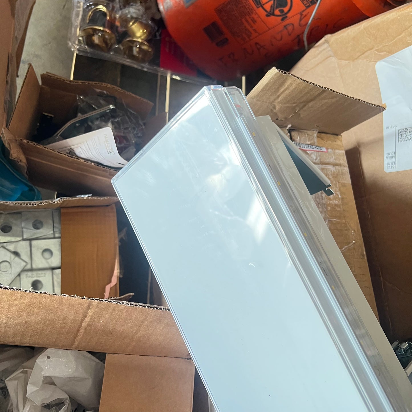 ZA@ Pallet of MIXED Pallet of Hardware, Door Hardware, Bucket, Display Parts & More!!!! (AS-IS)
