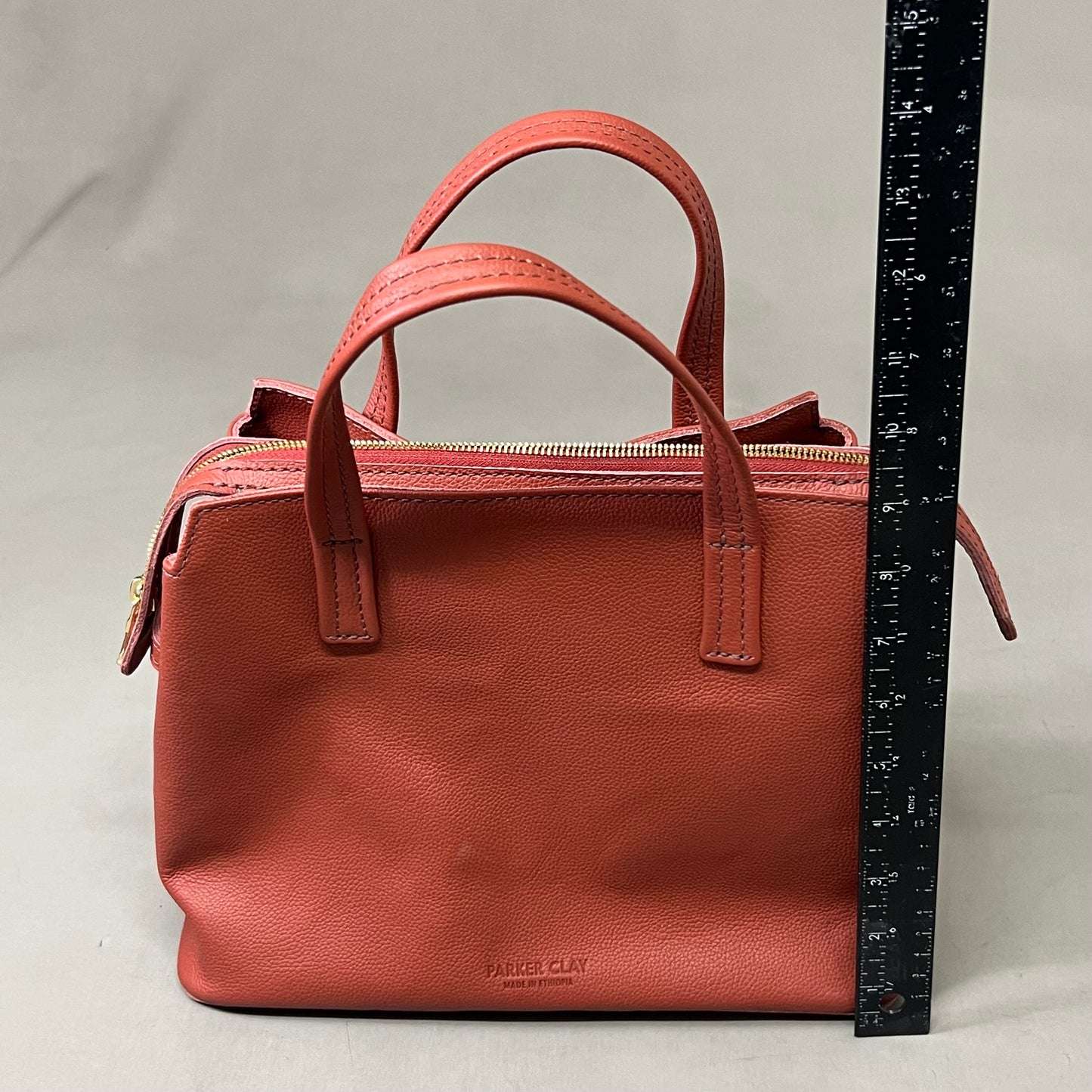 PARKER CLAY Limited Edition Napa Handbag W/ Removable Strap 12"x9"x6", 5" Handle Drop Wine Red