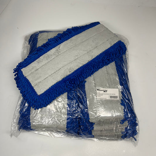KLEEN LINE (12 PACK) Fringed Microfiber Dry Mop Pad 36" Blue/Grey 652102