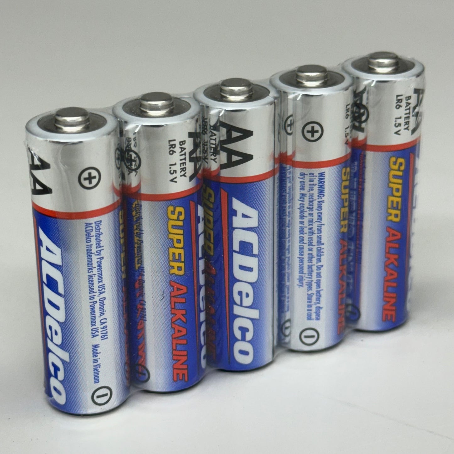 ACDELCO 5PK of 5 Alkaline Batteries AA 2”Lx1/2”W Gray and Blue