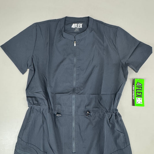 GREEN TOWN 4 Flex Scrubs Jumpsuit Cinch In Waist Women's Sz S Pewter GFX-023AST