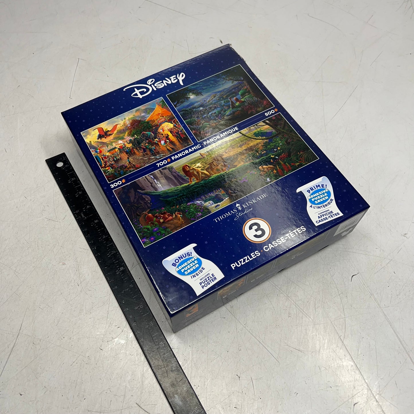 ZA@ DISNEY Multiple Panoramic Jigsaw Puzzle Of Disney Scenes 300, 500 & 700 Piece 1124-3 (As-Is - Damaged Back of Box)