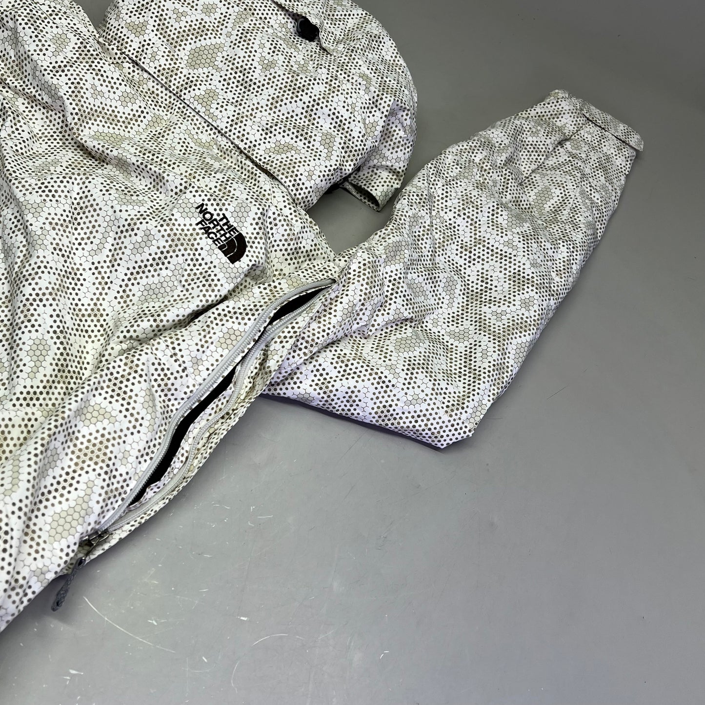 NORTH FACE Full Zip Elastic Waist Winter Coat Men's Sz L Honey Comb Pattern