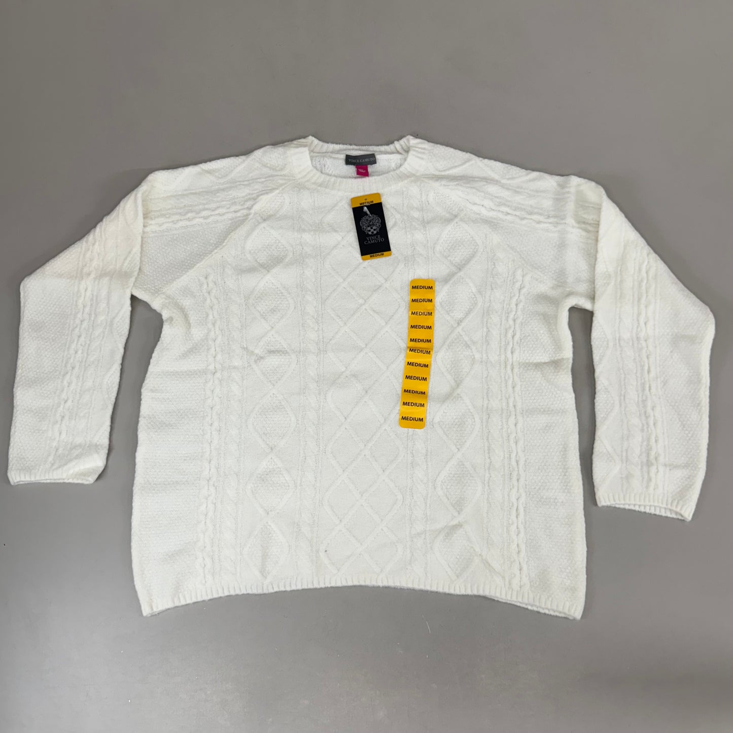 VINCE CAMUTO Cable Knit Sweater Women's Sz-M Antique White SC2895