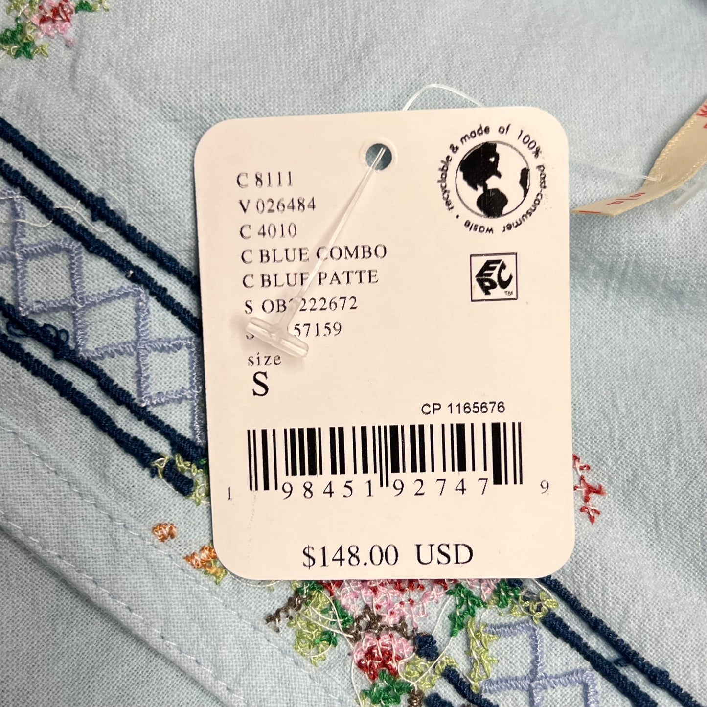 FREE PEOPLE Garden Wall Top Open Sides w/ Double Tie Closure Women's Sz S Blue