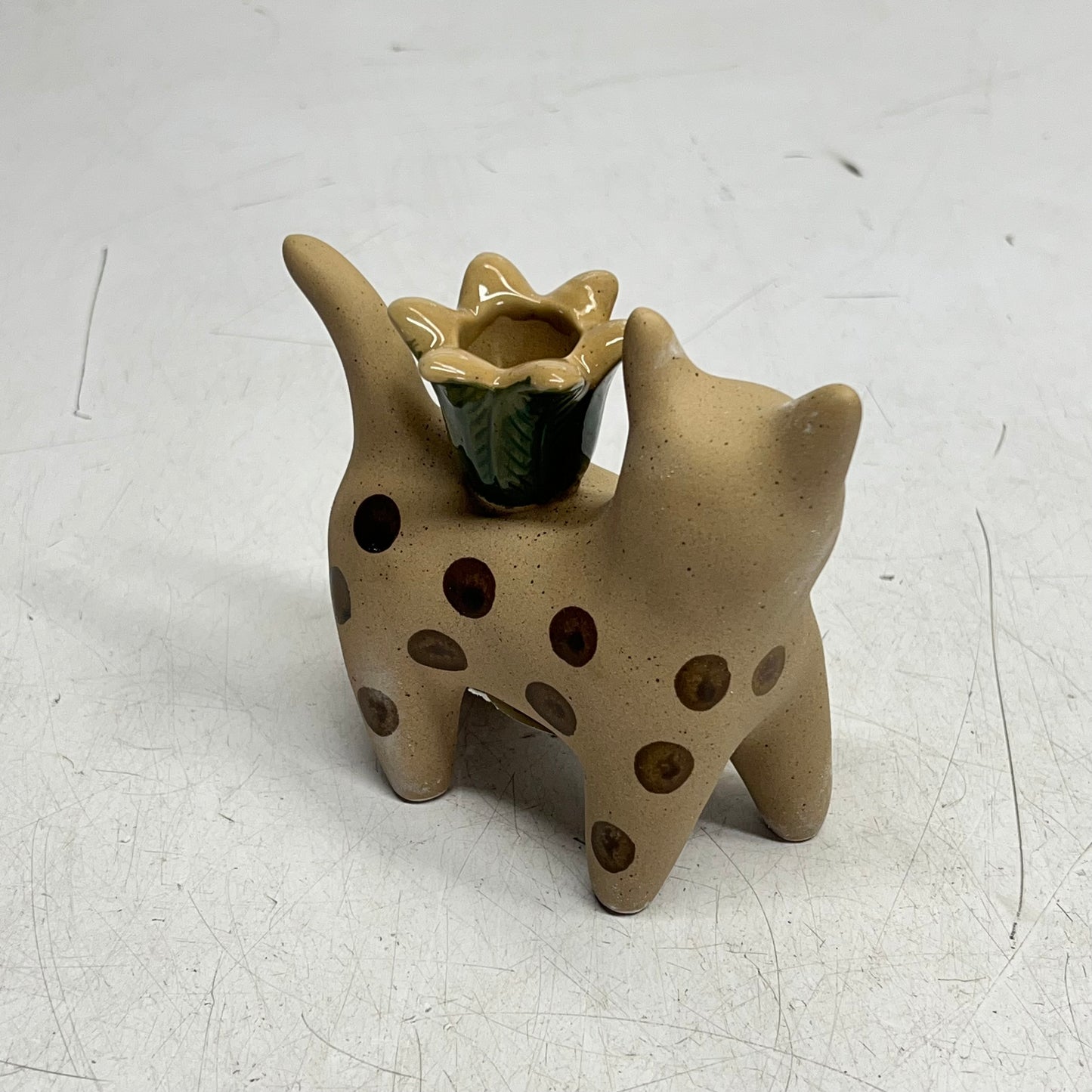 CREATIVE CO OP (2 PACK) Hand Painted Stoneware Cat Taper Holder 4" DF769|5A