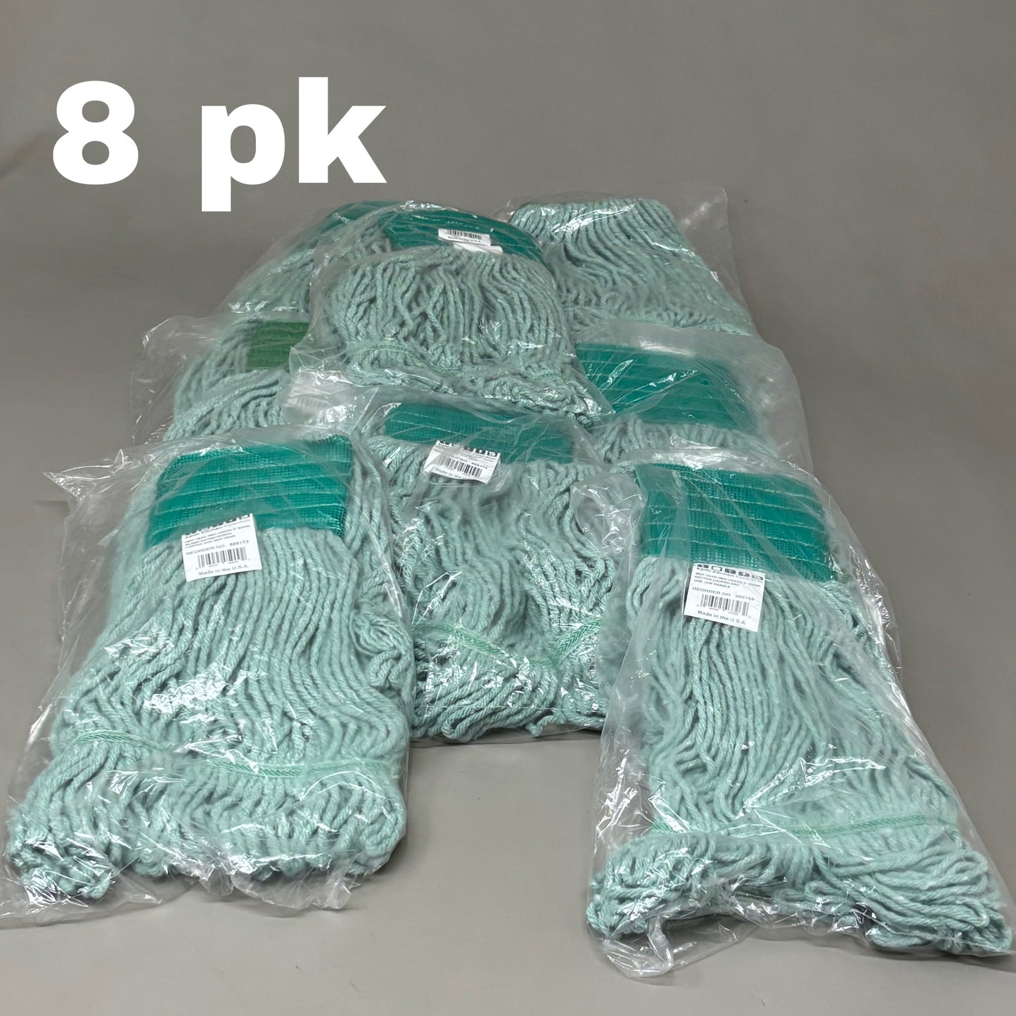 ZA@ KEITH KITCHEN ESSENTIALS (8 PACK) Looped End Mop Head 4-Ply Yarn 5"W Band Green As-is 889168