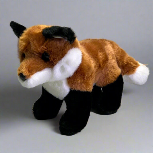 ZA@ DOUGLAS Bushy Red Fox Plush Stuffed Animal 11"L x 7"H Brown & White 1738 C