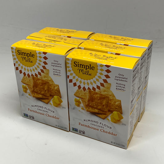 ZA@ SIMPLE MILLS (6 PACK) Farmhouse Cheddar Almond Flour Crackers BB 10/26