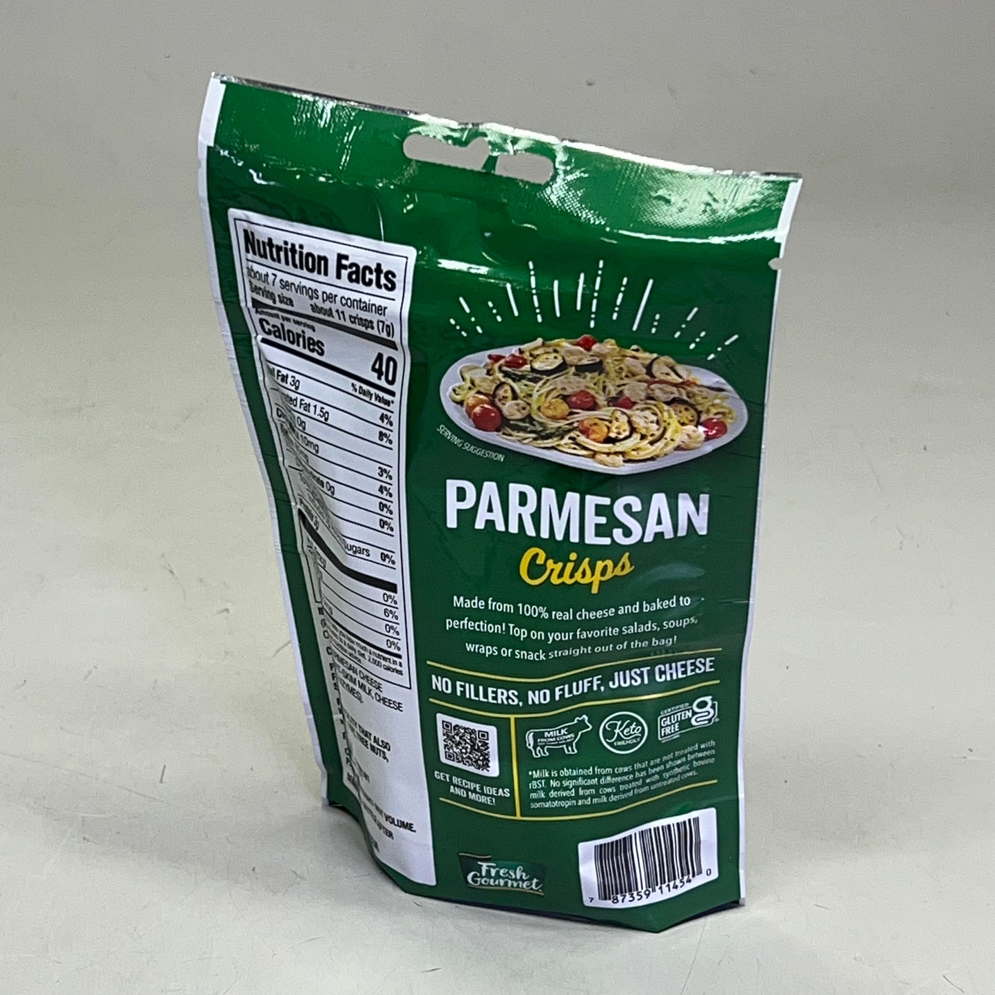 FRESH GOURMET (12 PACK) Parmesan Crips Topping Keto Friendly 1.76 Oz BB 05/26