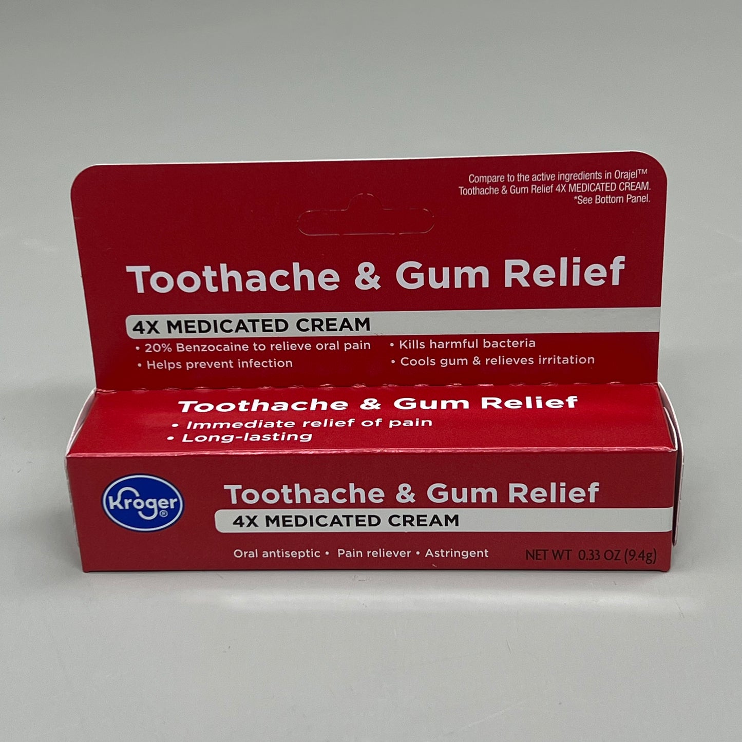 KROGER (2 PACK) Toothache & Gum Relief 4X Medicated Cream 0.33oz BB 04/26