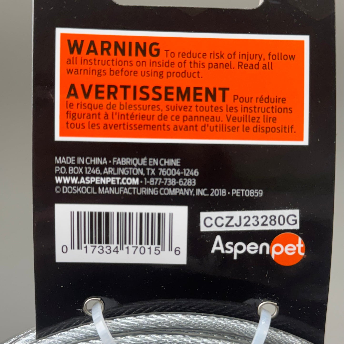 ZA@ ASPEN PET Heavy Duty Tie-Out Galvanized Steel Cable 15' (2 PACK) Large Breeds C