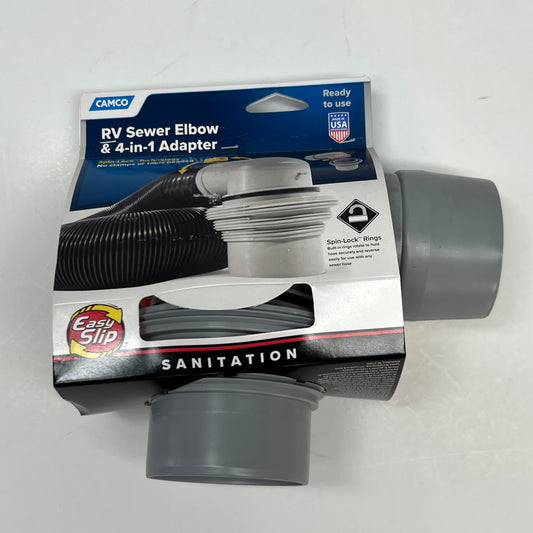 CAMCO Rv Sewer Elbow & 4 in 1 Adapter 3" Grey 39144