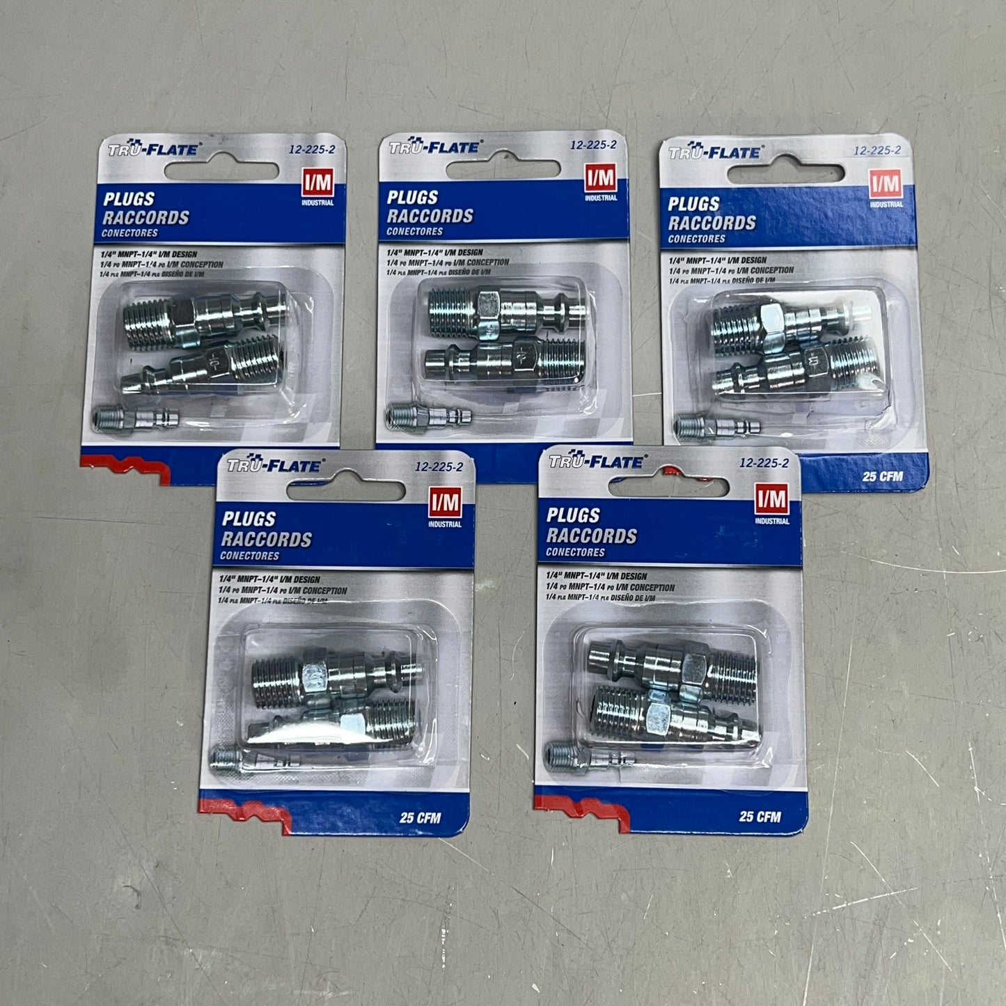 TRU-FLATE (5 PACK, 2 PER PACK) Steel Plug 1/4" I/M Design X 1/4" MNPT 12-225-2