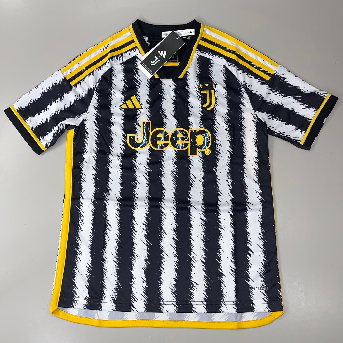 Z@ ADIDAS 2023/2024 Juventus Home Soccer Jersey Sz Youth L (13-14Y/164) Black/White/Yellow (New)