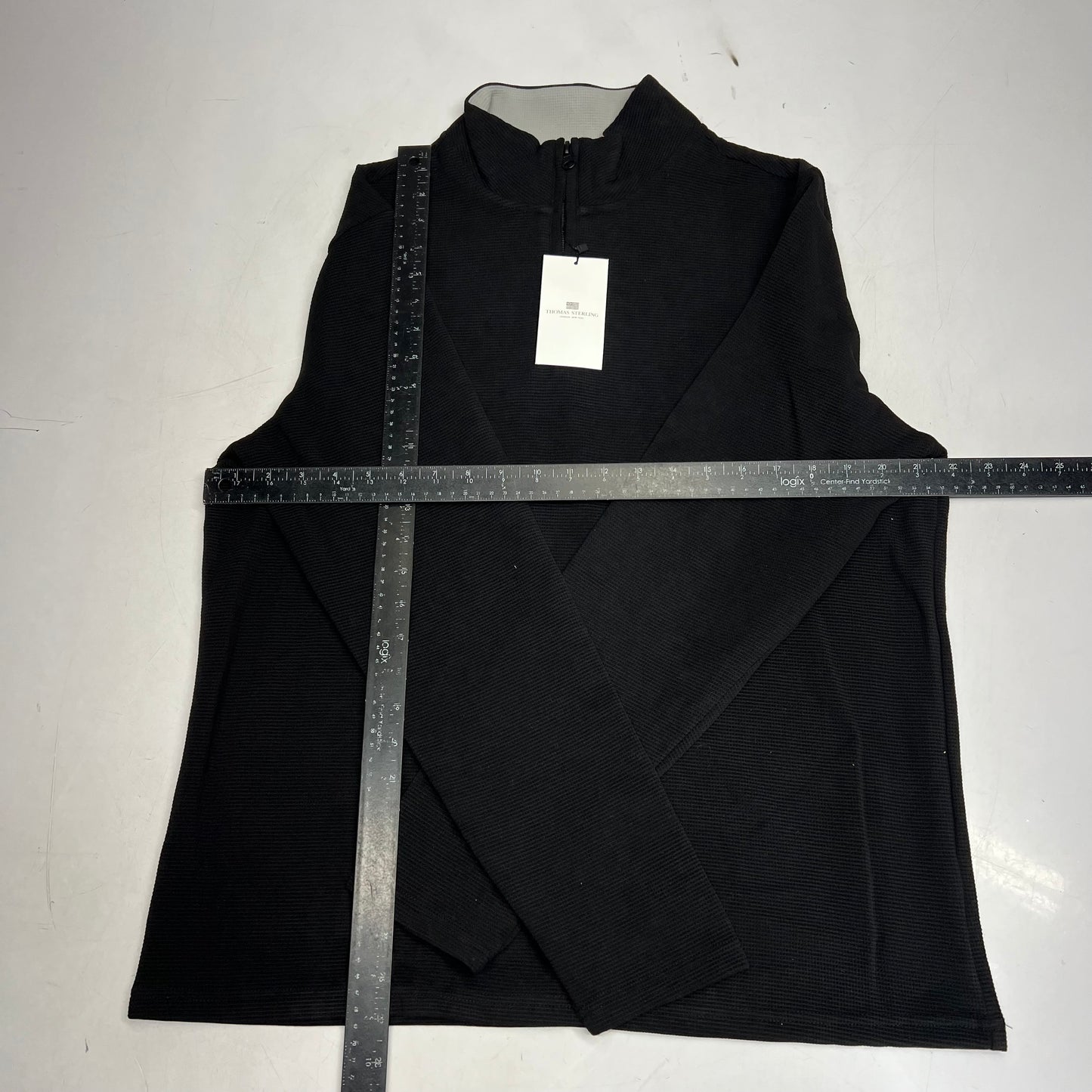 THOMAS STERLING Half Zip Soft Waffle Knit Jacket Men's Sz M Black 110034747
