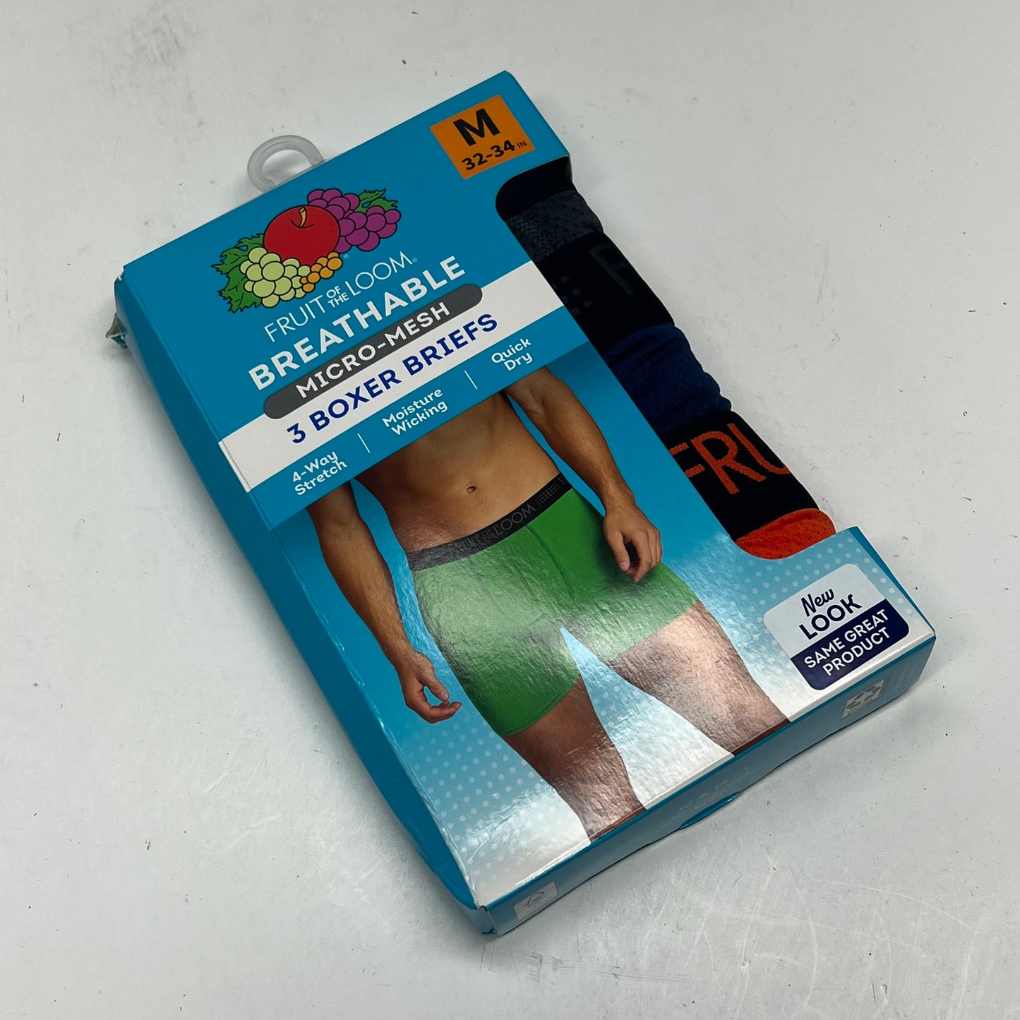 ZA@ FRUIT OF THE LOOM (3 PACK) Breathable Cotton Micro-Mesh Boxer Briefs Men's Sz M Multicolor BW3BBC2
