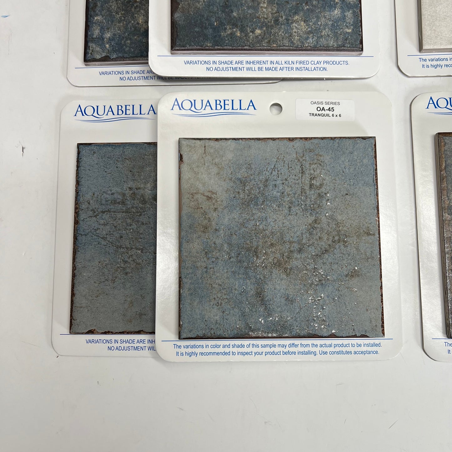 ZA@ AQUABELLA (LOT OF 12) Assorted Tiles 6"x6" Blue/White/Brown