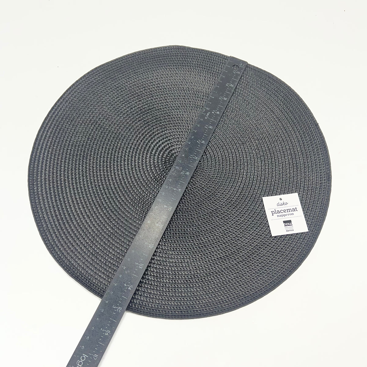 NOW DESIGNS (4 PACK) Disko Placemat 100% Woven Polypropylene 15" Dia Black