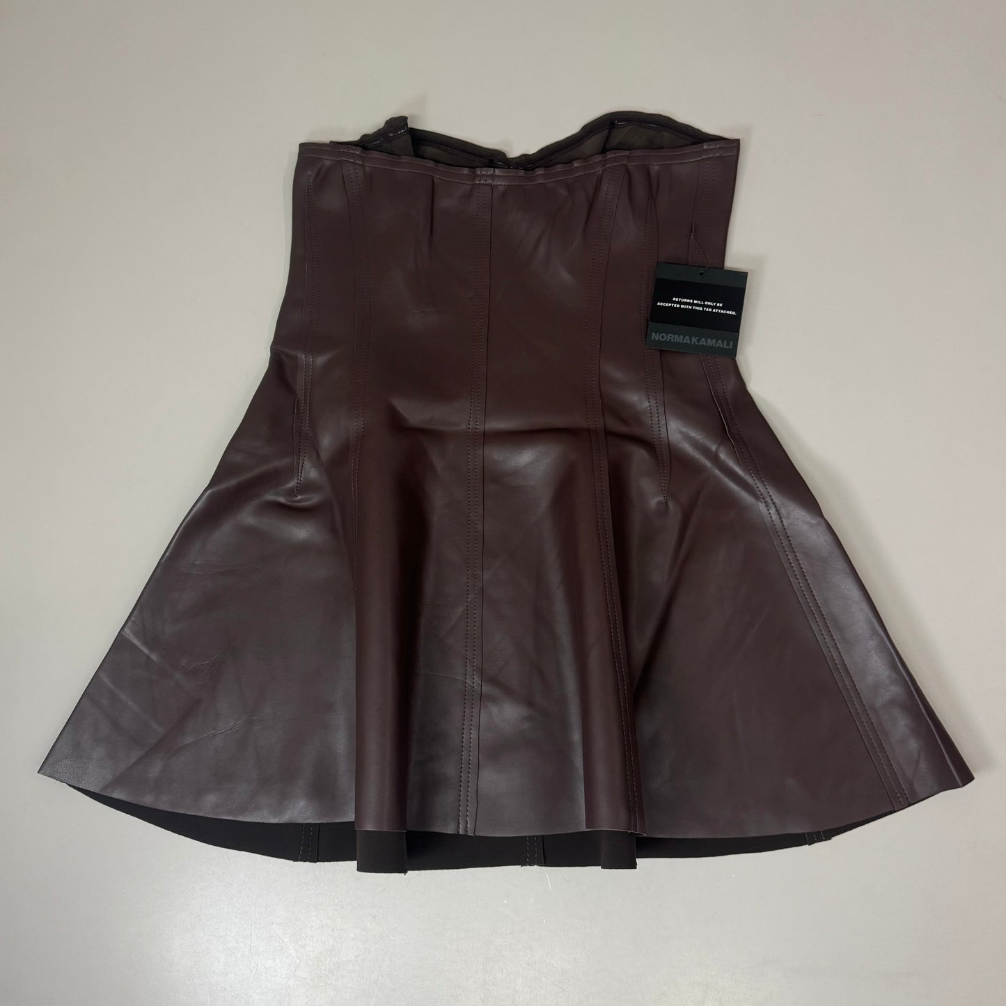 NORMA KAMALI Strapless Grace Mini Dress Unlined Women's Sz XL/42 Chocolate