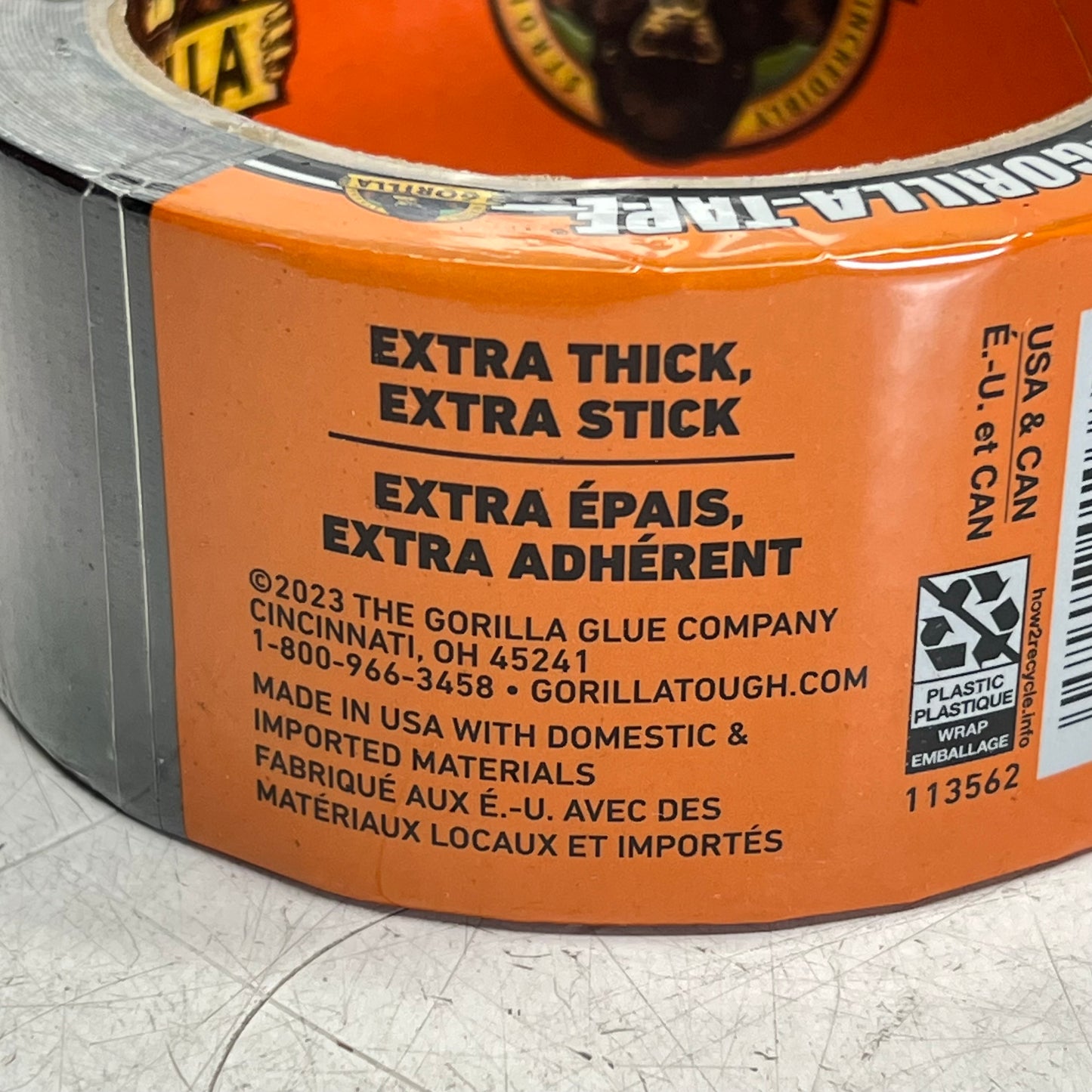 ZA@ GORILLA TAPE (6 PACK) Duct Tape Double Thick Adhesive 1.88" x 10 Yd Black 105462 (Distressed)