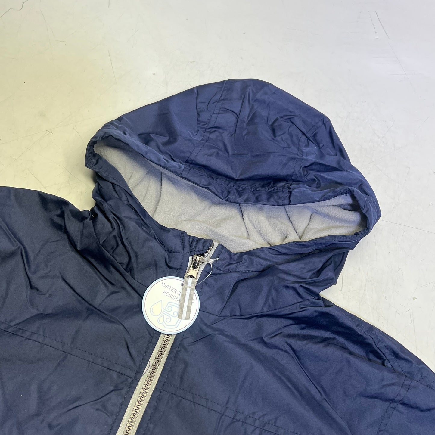 WHALES TAIL PERFORMANCE WEAR Fleece Lined Windbreaker Jacket Boys Sz L Navy Blue