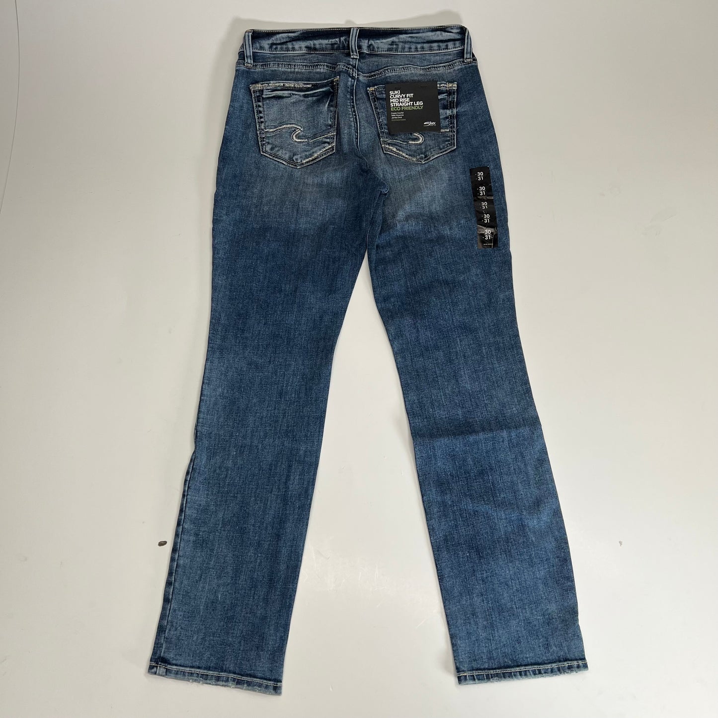 SILVER JEANS CO Suki Curvy Mid Rise Straight Leg Women's Sz 30/31 Dark Sandblast