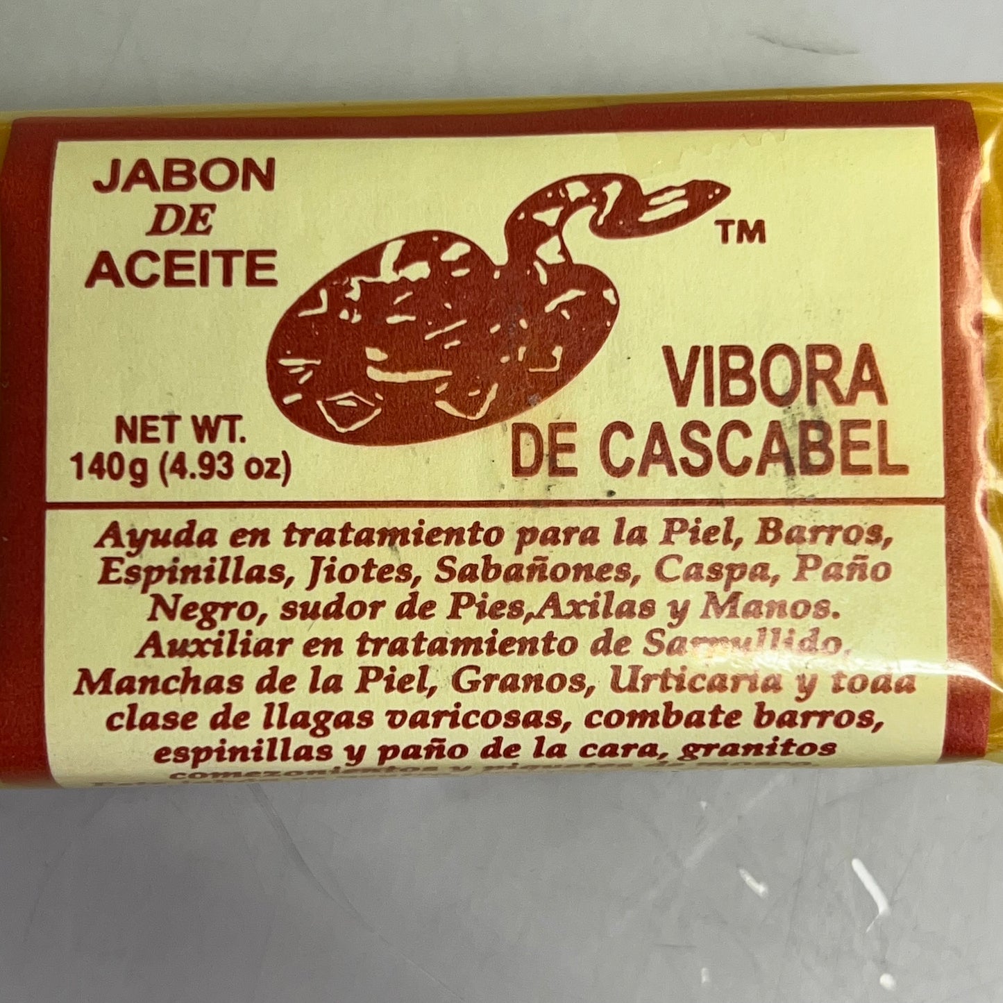 JABON DE ACEITE (3 PACK) Vibora De Cascabel Rattlesnake Soap 4.93 oz Yellow