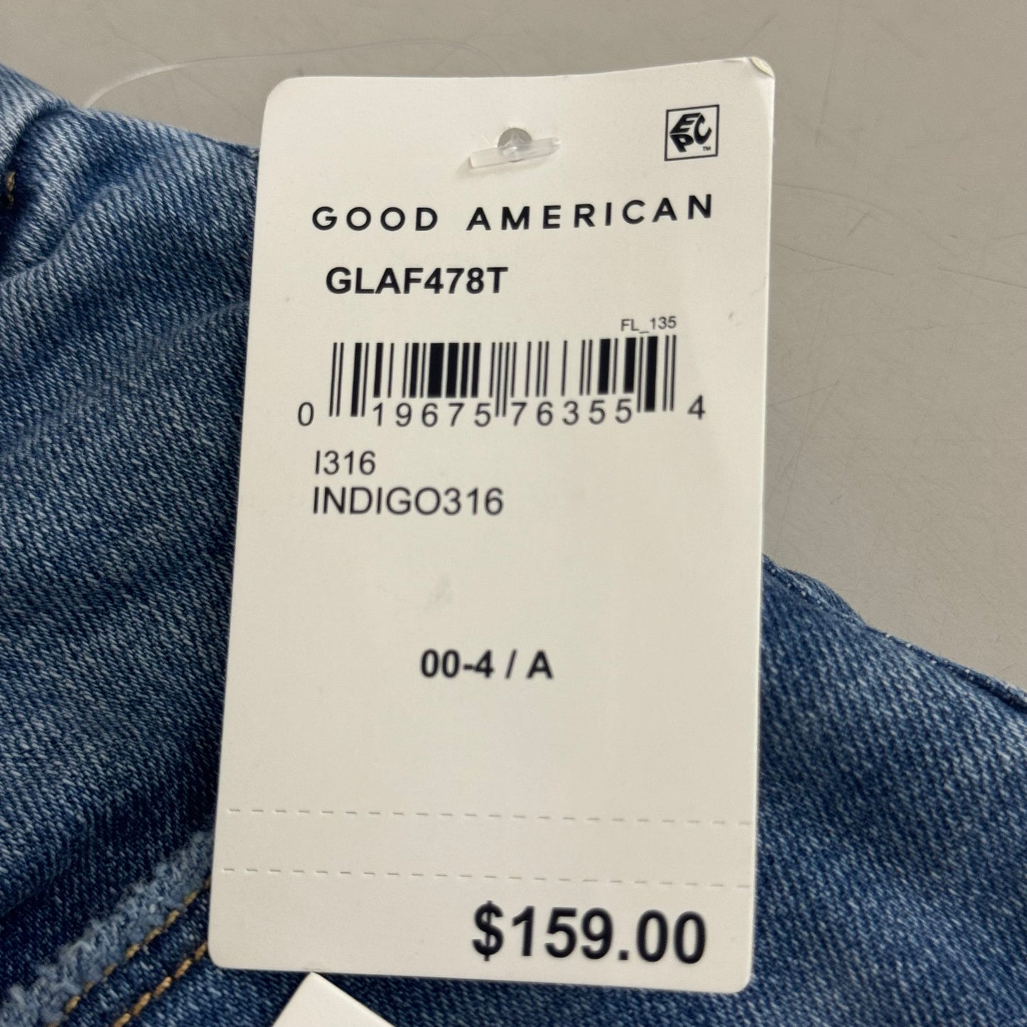GOOD AMERICAN Good Legs Extra Stretch Jeans Women's Sz 00-4/A Indigo316 GLAF478AT