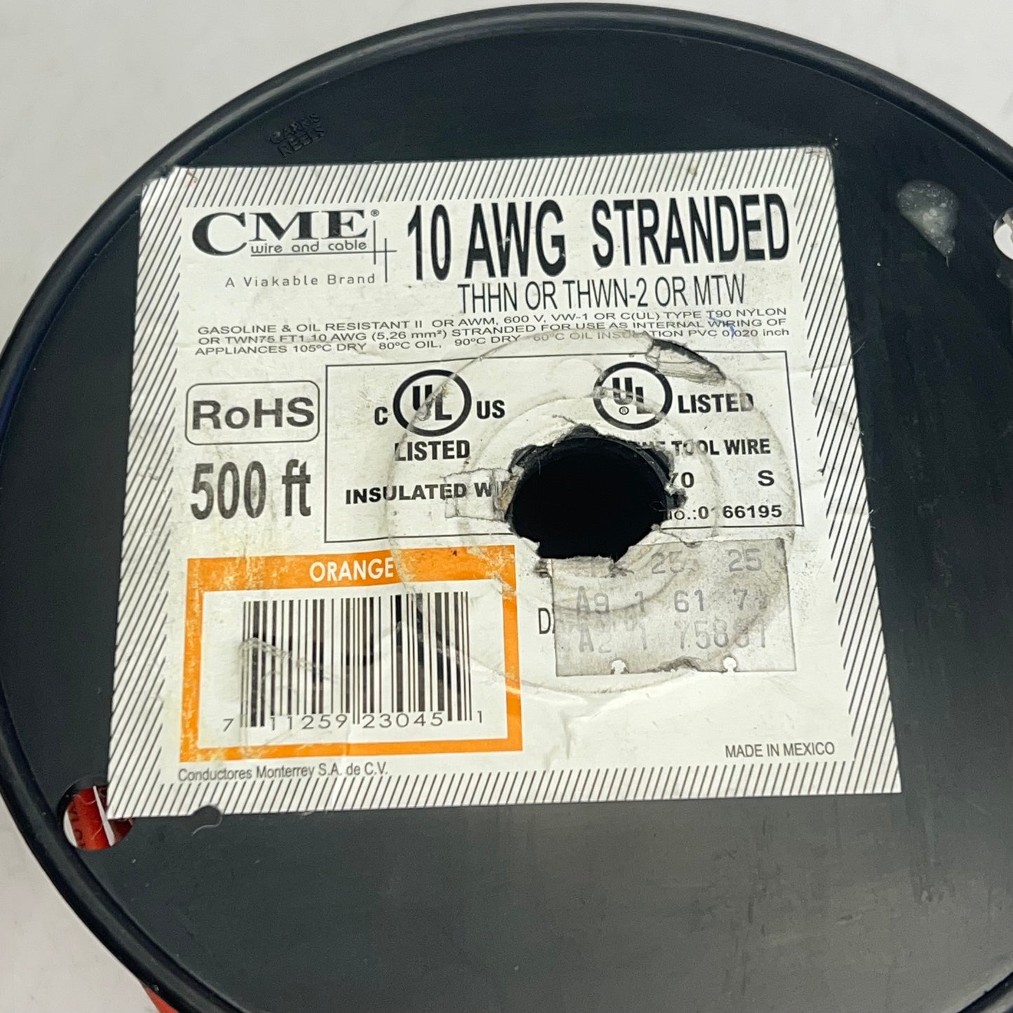 CME Stranded Insulated Tool Wire Mtv Applications  10 AWG 500' 600 V  Orange