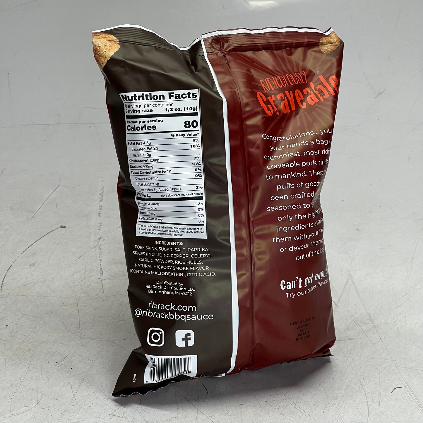 RIBRACK (6 PACK) Pork Rinds 4 oz FGPS11850 BB 01/27