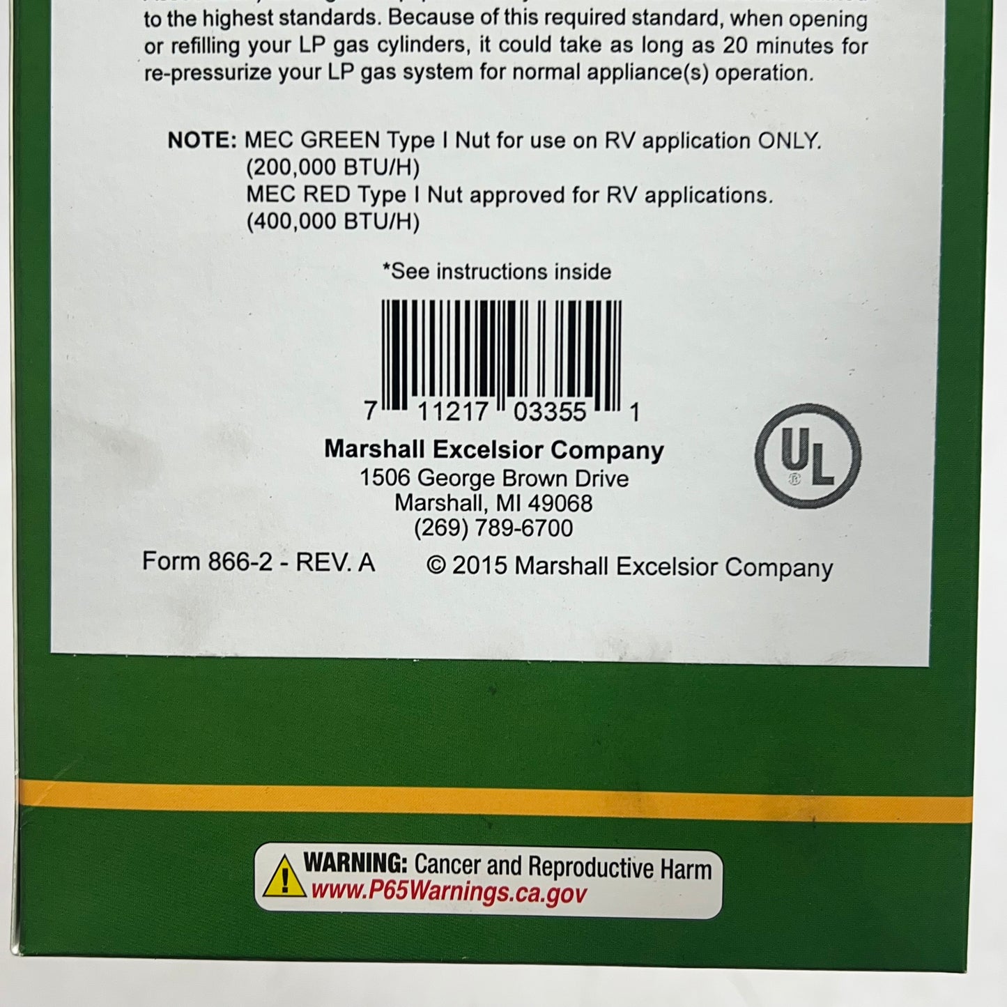 MEC Rv Thermo Pigtail Type 1 Connection 15" 1/4" Invert Flare MER425-15P-2 PACK