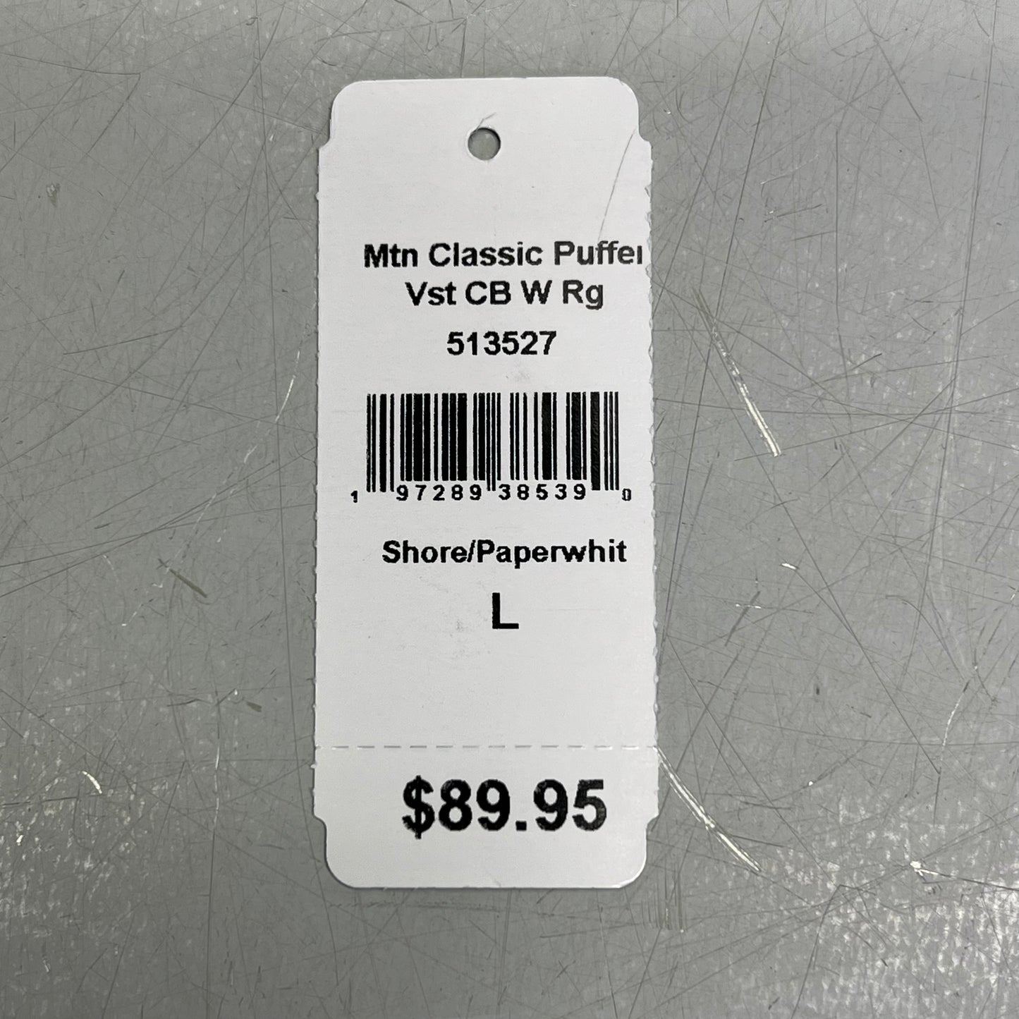 L.L. BEAN Mountain Classic Puffer Vest Women's Sz L Reg Shore/Paperwhite 513527