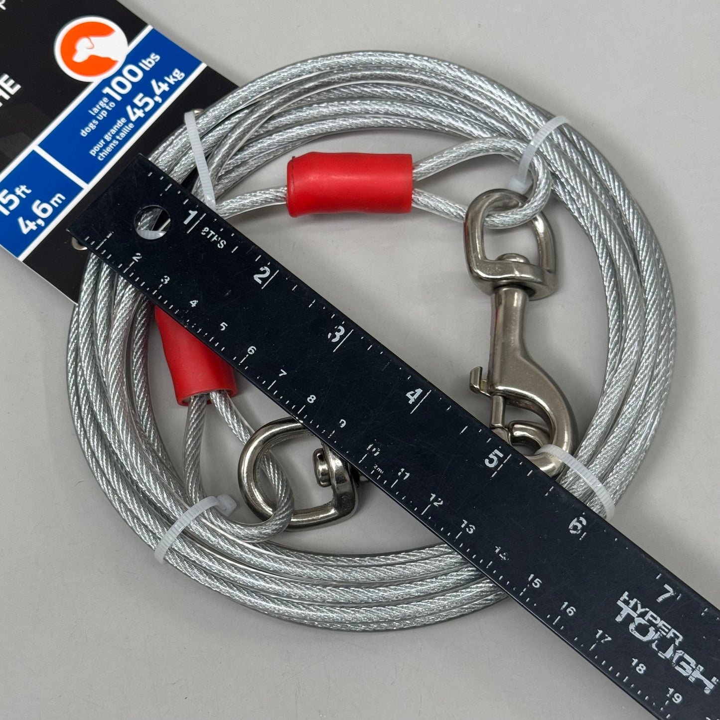 ZA@ ASPEN PET Heavy Duty Tie-Out Galvanized Steel Cable 15' (2 PACK) Large Breeds A