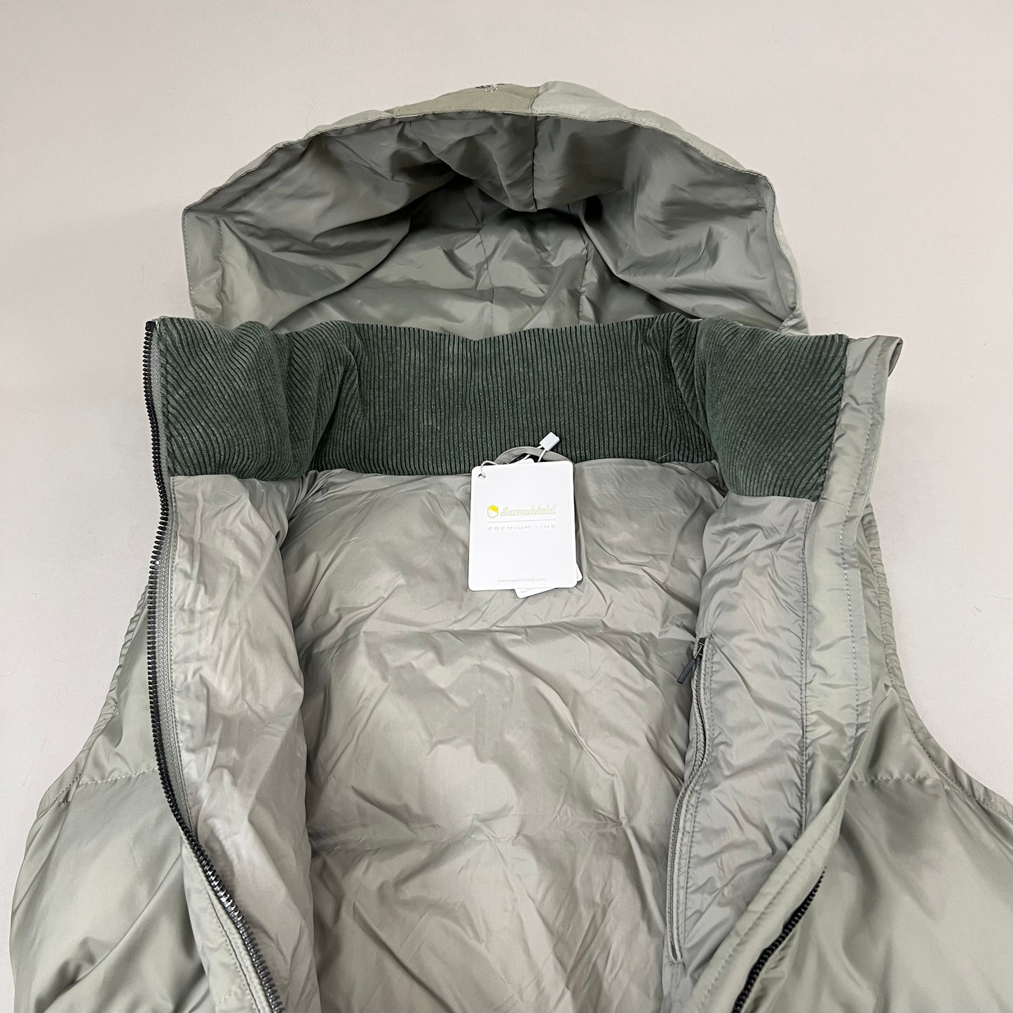 SAMSHIELD Elea Equestrian Sleeveless Winter Coat Down To Knees Women's Sz S Patine Green