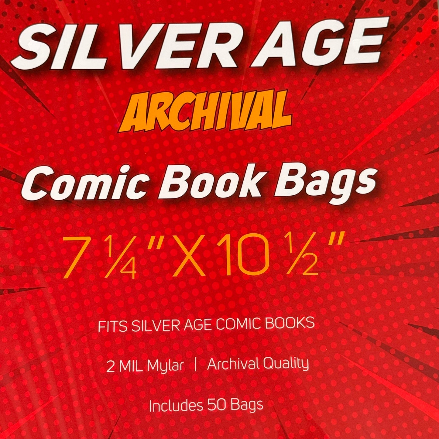 HOBBY GAURD (50 SHEETS) Silver Age Archival Quality Comic Book Bags 7 1/4"X 10.5"