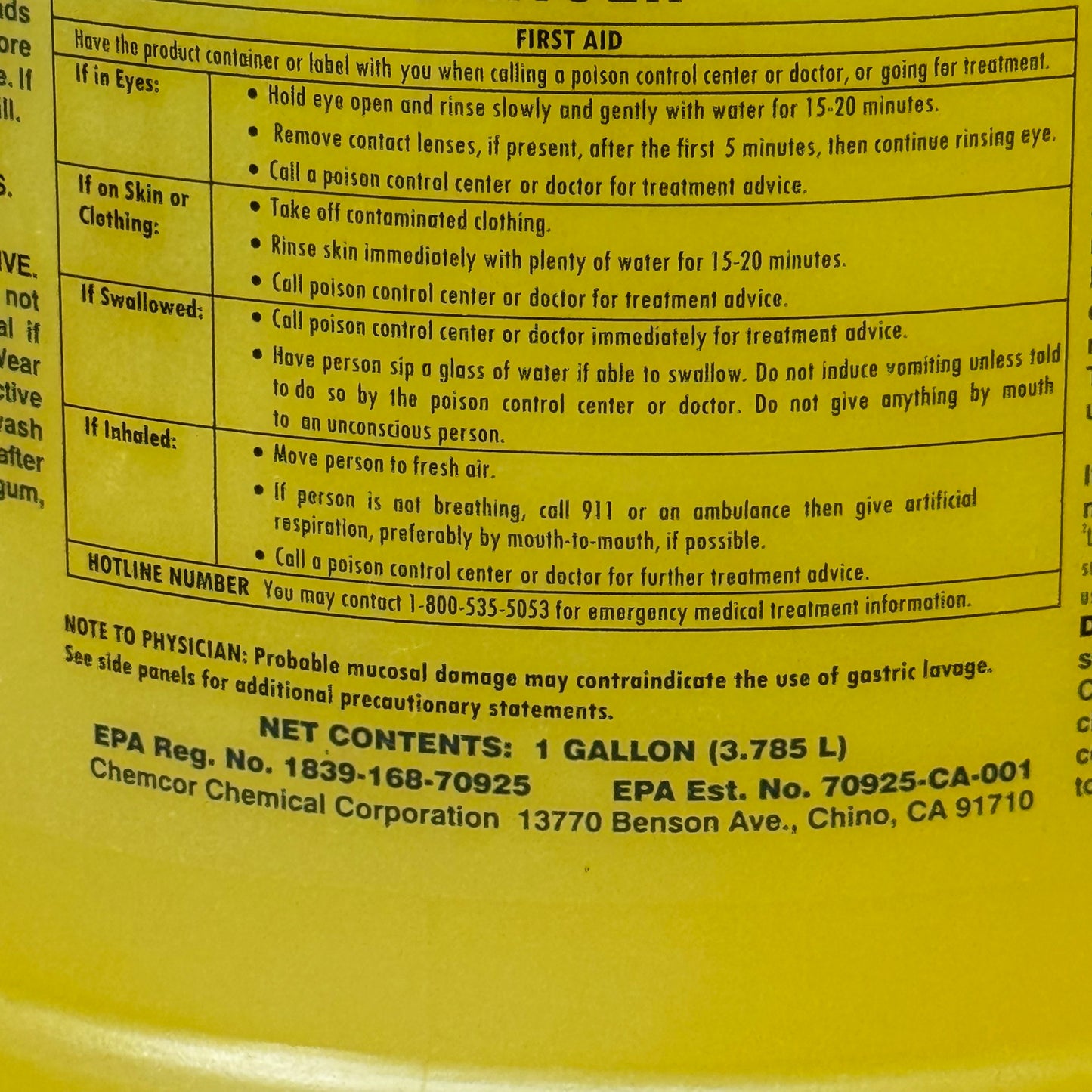 CHEMCOR (4 PACK, 4 GALLONS) pH All Purpose Concentrated Disinfectant Lemon 91101