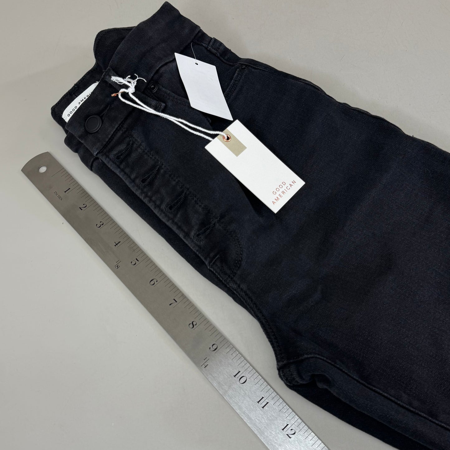 GOOD AMERICAN Good Waist Crop High-Rise Women's Sz 6 Black343 GWCEB960BT