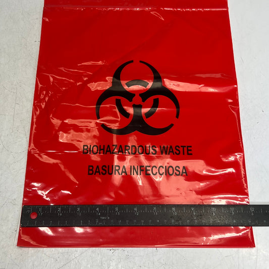 MED EGEN (100 PACK) Biohazard Waste Bag 12" x 15" Red 4921