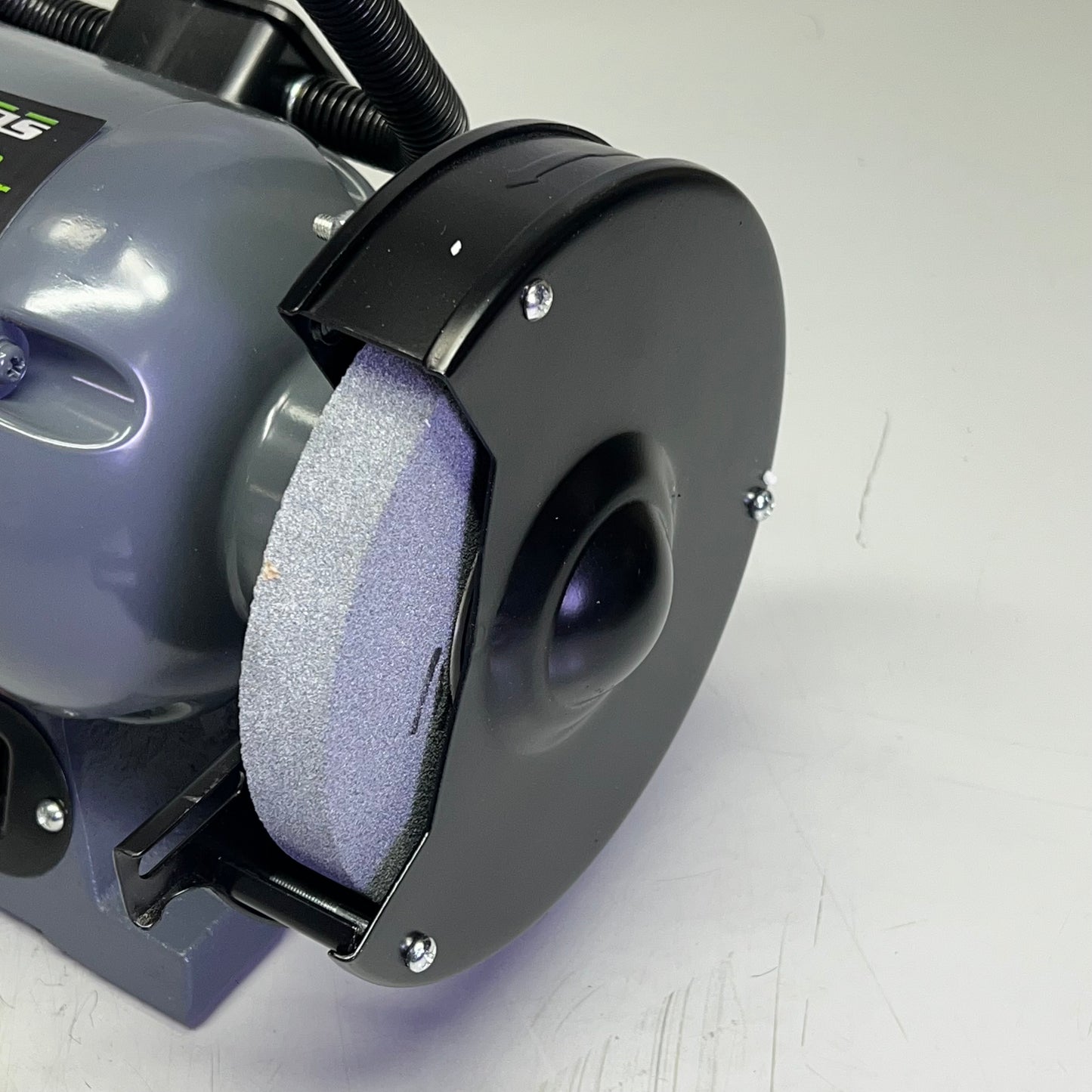 GENESIS Bench Grinder W/ Dual Flexible Lights & Eye Shield 1/2 HP Grey GBG600