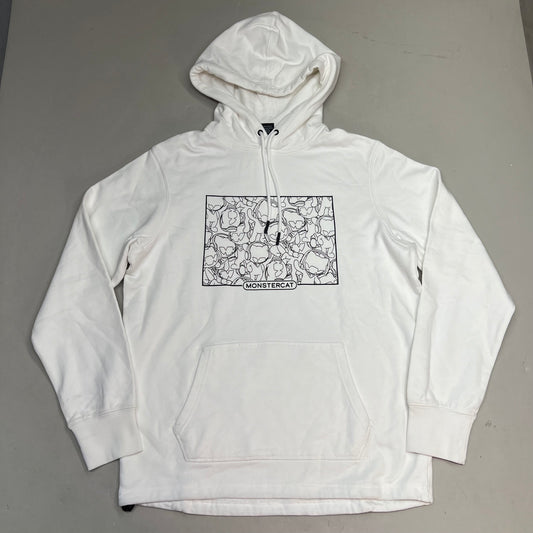 MONSTERCAT Synch Waist Hooded Pull Over Logo Hoodie Men's Sz M White/Black