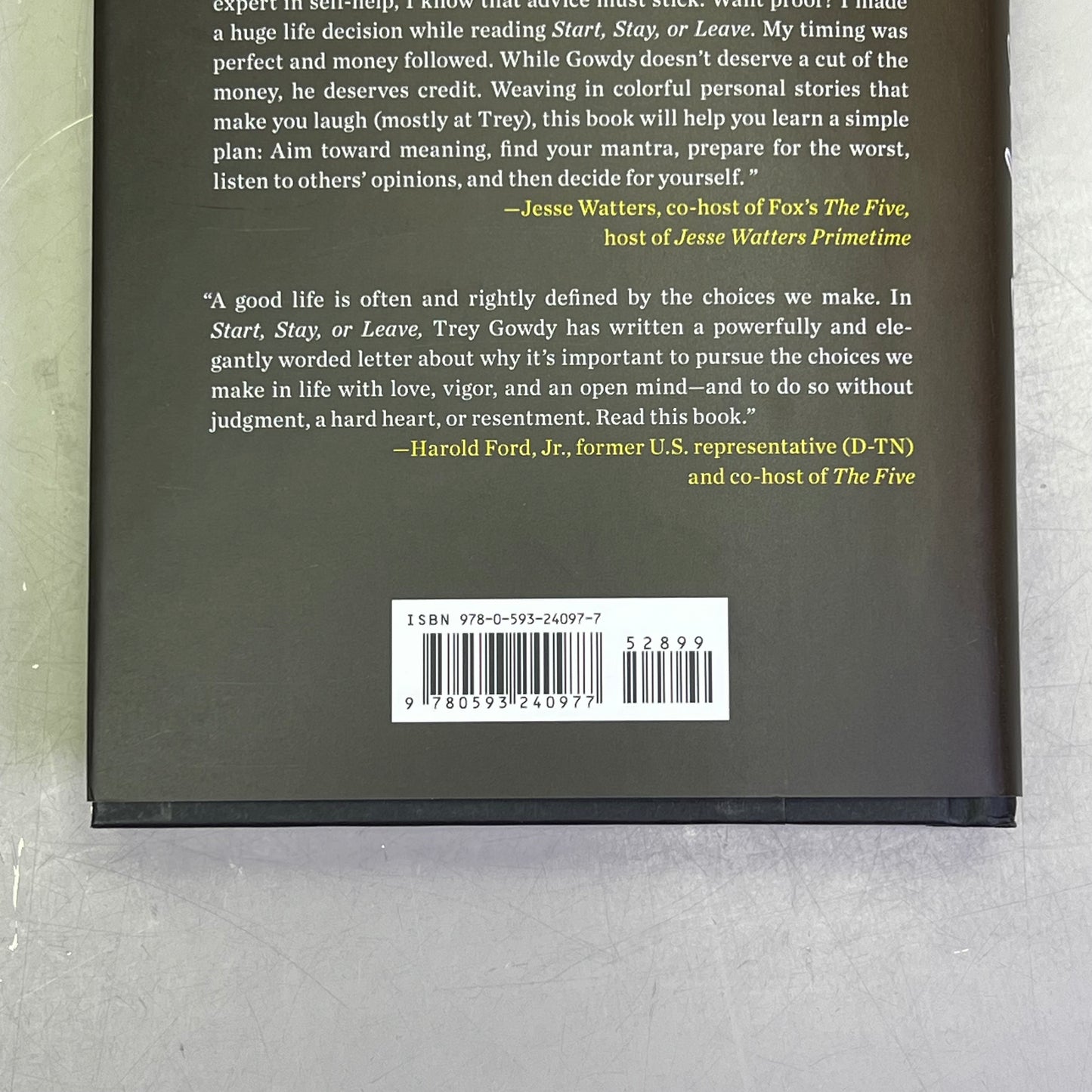 START, STAY, OR LEAVE The Art Of Decision Making By Trey Gowdy Hardback Book