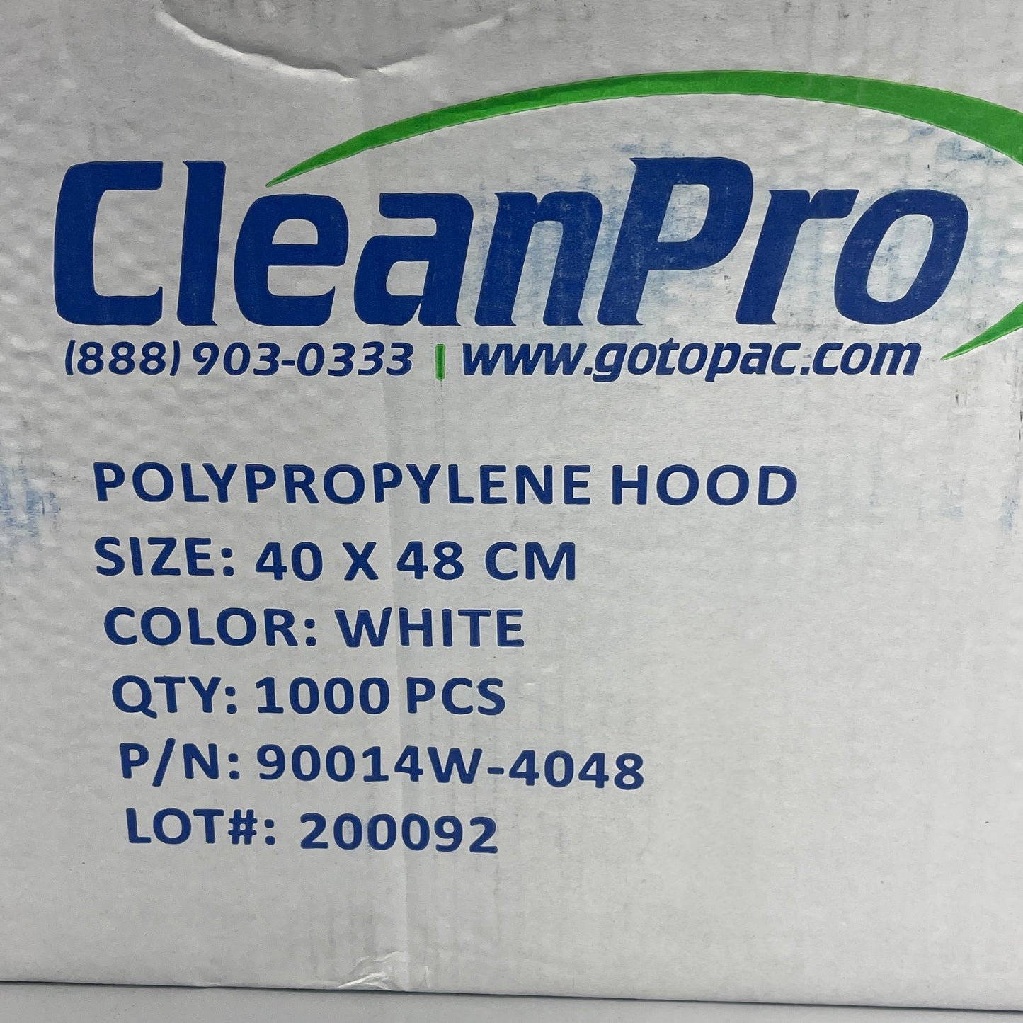 ZA@ CLEANPRO (1,000 PACK) Bouffant Hood Disposable 90014W-4048 White BB 09/26/26 B